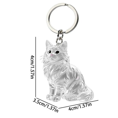 Cute Animal Fur Capsule Keychain, Transparent Cat Hair Bag Pendant, Souvenir Collection and Gift Decorative Accessory