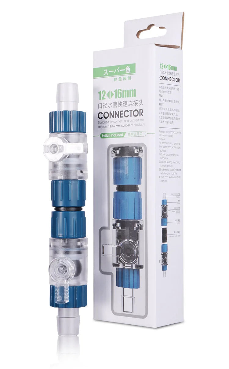 12/16mm Aquarium Water Control Valve Hose Double Tap Quick Release Connector Fish Tank Filter Barrel Replace Connector Acuarios