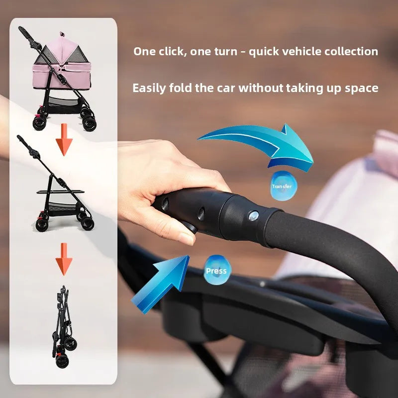 Pet cart Lightweight foldable out Pet cart Small dog cart Separable basket pet carriers and travel gear