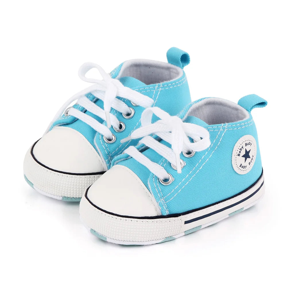 New Baby Shoes Boys Girls Classic Canvas Casual Sneakers Spring Newborn First Walker Toddler Soft Sole Non-Slip Walking Shoes