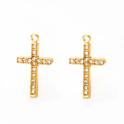 5PCS Zircon Cross Stainless Steel Charms Pendant High Quality Accessories DIY Necklace Bracelet Earring Jewelry Making Materials