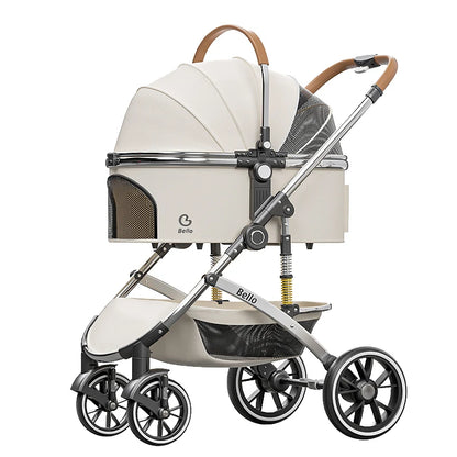 Plant Folding Travel Luxury Pet Stroller For Travel 4 Wheels Trolley Small Dogs & Cats