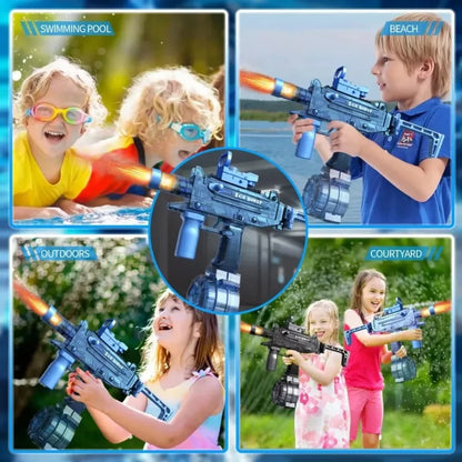 Simulated Flame Electric Water Gun Toys with Lighting & Smoking Effect Summer Outdoor Beach Pool Fight Game for Adults Children