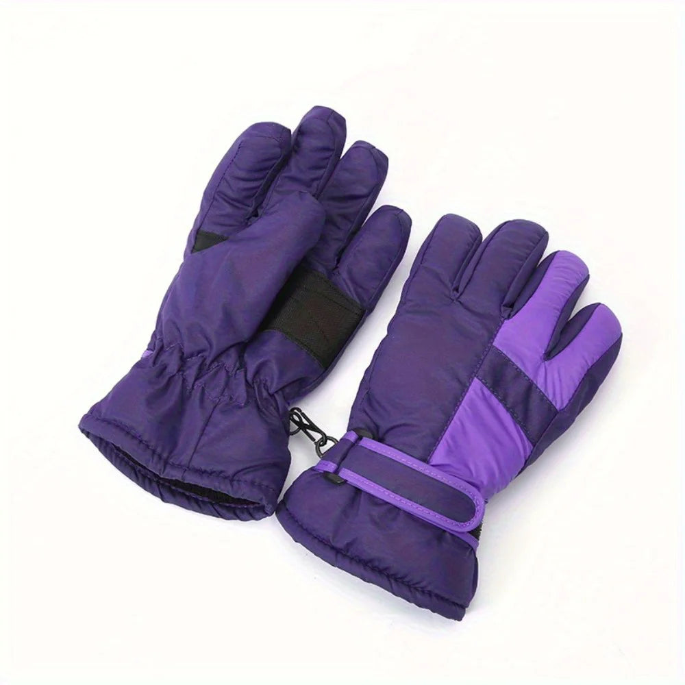 Winter Snow Gloves for Boys Girls Ages 10-14, Warm Knit Windproof for Skiing Cycling Fishing, Machine Washable