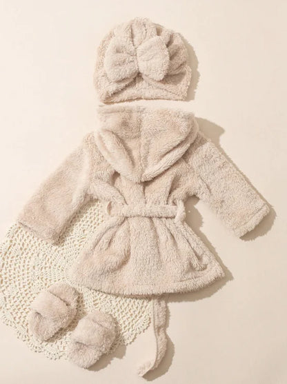 Newborn Photography Props Bathrobes Bath With Belt Shower Cap Outfit Photo Props for Infant Boys Girls Shoot  Accessories-HD
