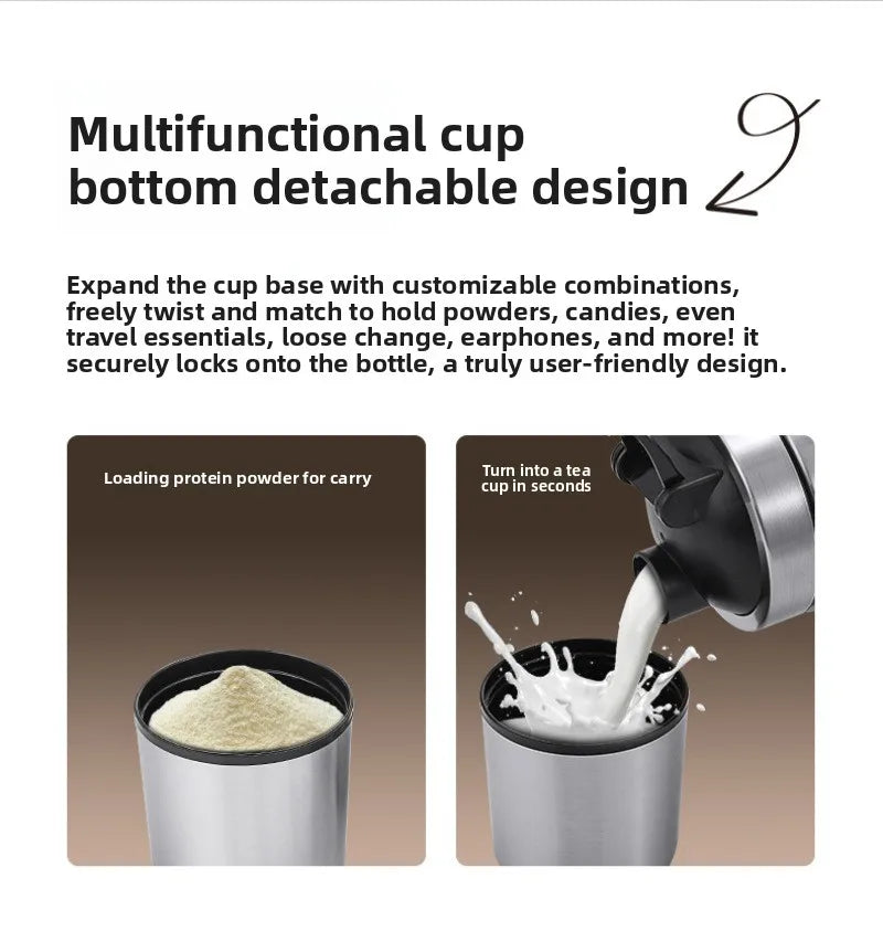 New Stainless Steel Cup Mixer Whey Protein Powder Sports Shaker Water Bottle Detachable Single Layer Outdoor Drink Kettle