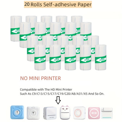 5 Rolls 10 Years Use PeripageThermal Adhesive Sticker Photo Paper for Cute Cat Mini Paperang Memobird Poooli Printers Supplies