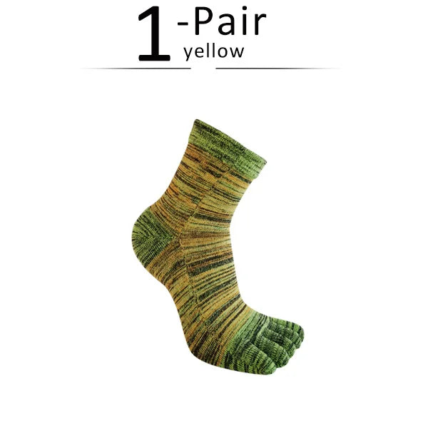 1/5 Pairs Colorful 5 Finger Socks Business Man Cotton Striped Young Casual Sweat-Absorbing Happy Party Dress Toe Short Socks