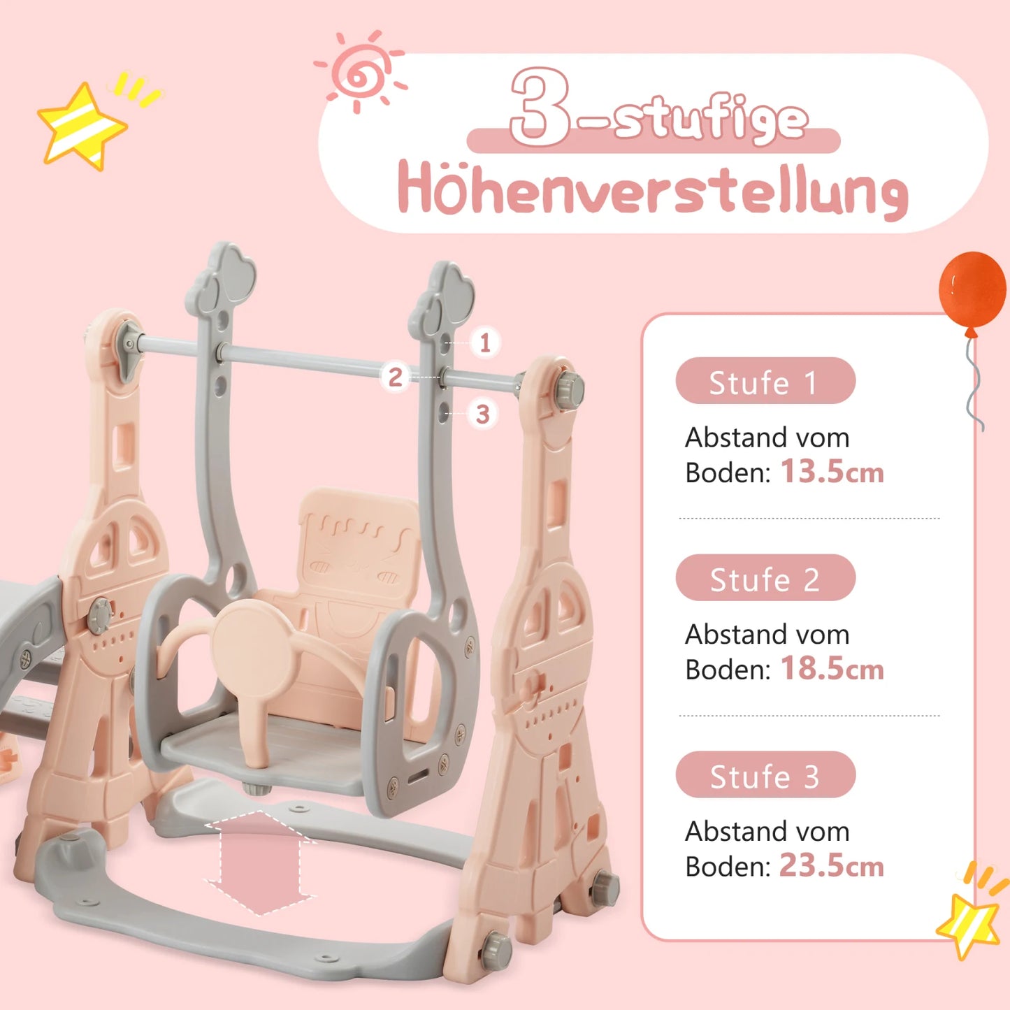 Kids 4 in 1 Slide Garden Shed and Slides Kids with Basket Slide for Children Indoor Outdoor with Slide and Swing,Pink
