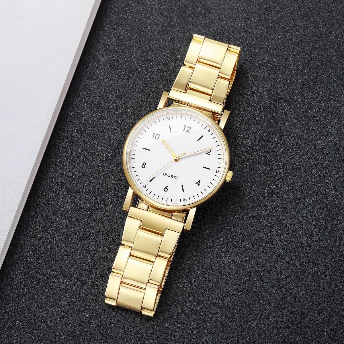 4PCS/Set Fashion Arabic Dial Women Watches Ladies Quartz Wristwatch Rhinestone Bracelets Set Reloj Mujer（Without Box）
