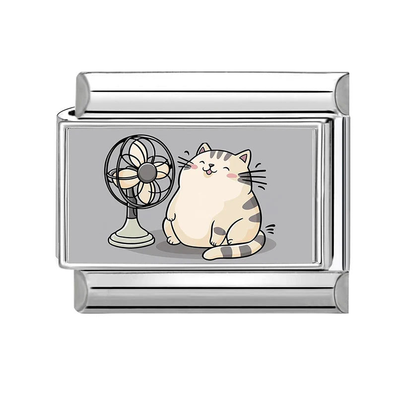 2026 Women's Funny Cat Bite Tail Elephant Dog Animals Italian Charm Link Fit 9mm Stainless Steel Module Bracelet Making Jewelrys