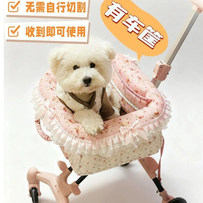Easy Assembly DIY Pet Stroller Portable Foldable Cart Breathable Travel Carrier for Small Breed Dogs Cats Outdoor Walking