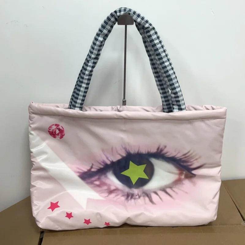 Brand Portrait Print Tote Bag Large Capacity Top-handle Shopper Bag Fashion Pvc Kraft Paper Shoulderbag Waterproof Pouch Storage