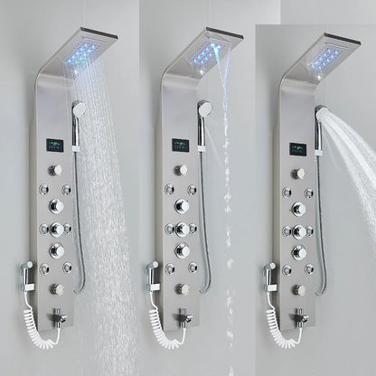Black LED Light Shower Faucet Bathroom SPA Massage Jet Shower Column System Waterfall Rain Shower Panel Bidet Sprayer Tap