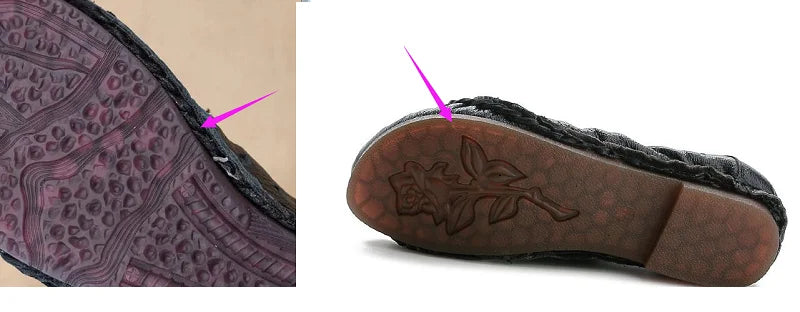 Vintage Flower Moccasins Woman Genuine Leather Ballet Flats Ladies Hollow Slip Ons Women's Luxury Loafer Purple Walking Shoes 42