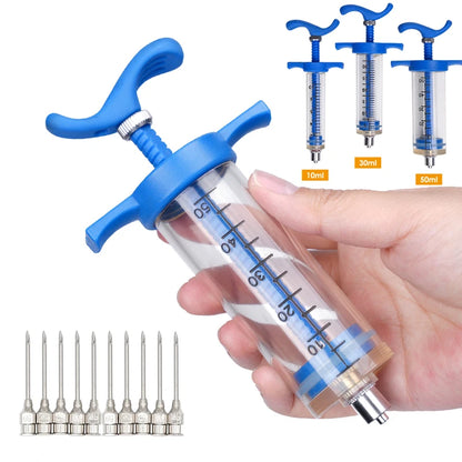 10/30/50ML Animal Syringe Plastic Veterinary Syringe With Needle Bird Feeding Rearing Poultry Syringe Small Pet Medicine Feeder