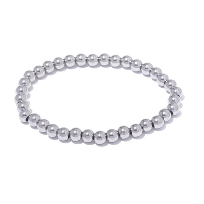 Yhpup 3/4/5/6 MM Stainless Steel Beads Daily Handmade Elastic Bracelet Bangle Waterproof Wrist Wholesale Gold Color Jewelry Men