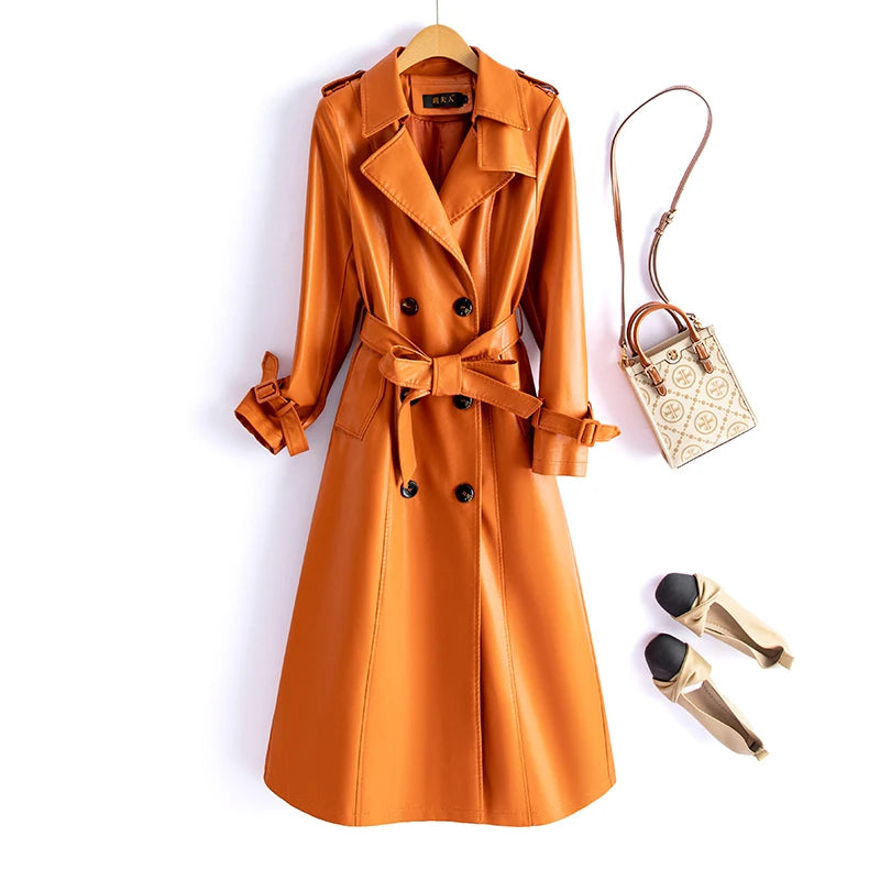 Real Leather Sheepskin Coat Women's Mid-Length Stylish Slimming Autumn Winter New Korean Style Coat Over-Knee Outerwear