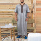 Muslim Men's Morocco Gandoura Thobe Loose Short Sleeves Gorgeous Embroidery Comfortable Islamic Men's Traditional Clothing Party