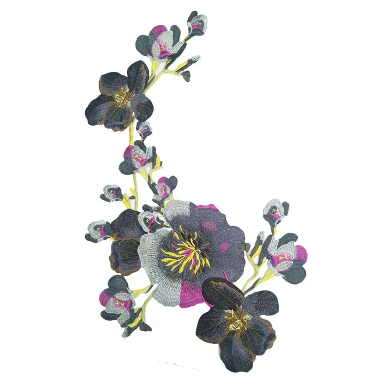 1PC Big Gray Flower Lace Embroidered Neckline Collar Trim Clothes Fabric Sewing Supplies Craft Wedding Dress Applique