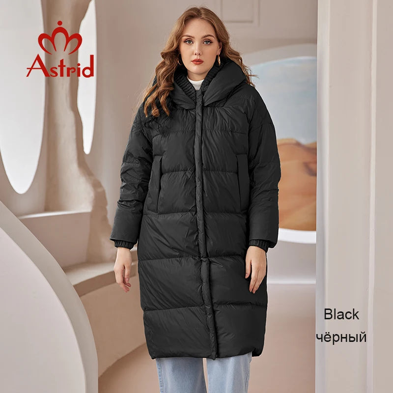 Astrid 2022 Down Jacket Women Winter Warm Long Coat Women Parkas Hooded Fashion Loose Outerwear Women's Jacket Female Clothing