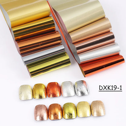 10pcs Metallic Nail Transfer Foils Mirror Gold Silver Purple Starry Paper Gel Polish Transfer Sticker DIY Pattern Manicure Decor
