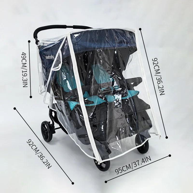 Twin Stroller Rain Cover Windshield Double Front Stroller Universal Rainproof Warm Cover Cart Raincoat Baby Stroller Accessories