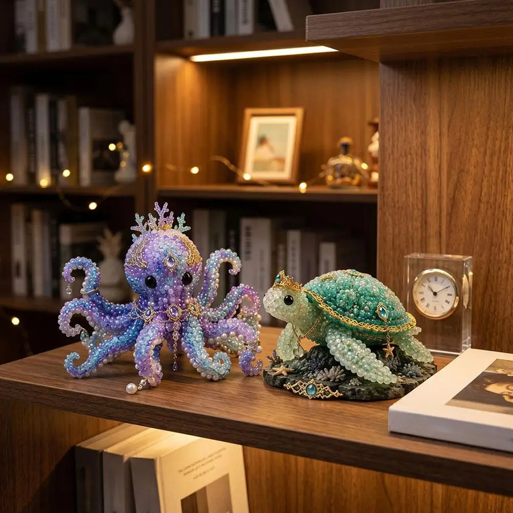3D Ocean Animals DIY Beaded Craft Kit Beginner Friendly Handmade Marine Animal Bead Making Material Set