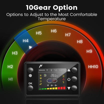 Hcalory HC2-H 8KW All-in-One Diesel Air Parking Heater DC12V/24V Portable Diesel Heater 0.12-0.45 L/h with Smart App Control & 220-240V Adapter