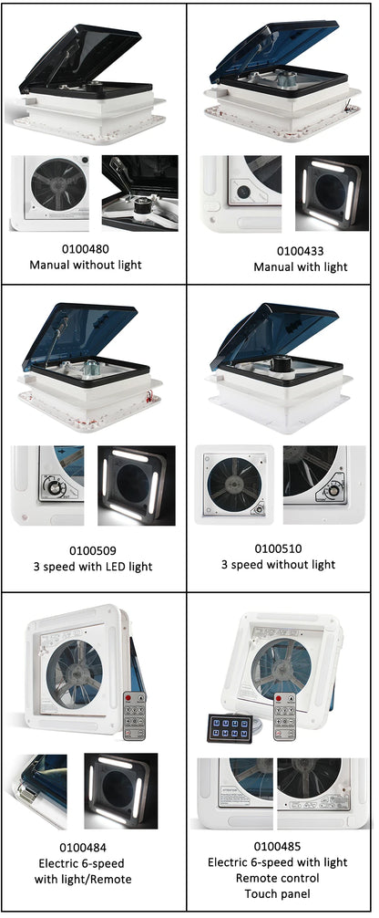 TYTXRV Caravan Accessories 11'' 12V CE RV Roof Vent Fan Manual Lifting Skylight Exhaust Fan for Camper Motorhome Travel Trailer