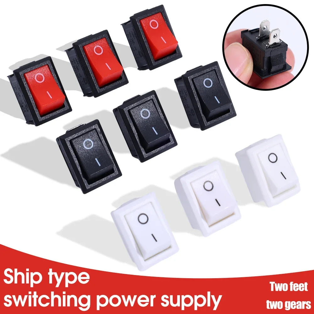 5/15Pcs Push Button Switch 21x15mm SPST 2Pin 6A 250V KCD11 Snap-in on/Off Rocker Boat Home Motorcycle Switch Black Red White