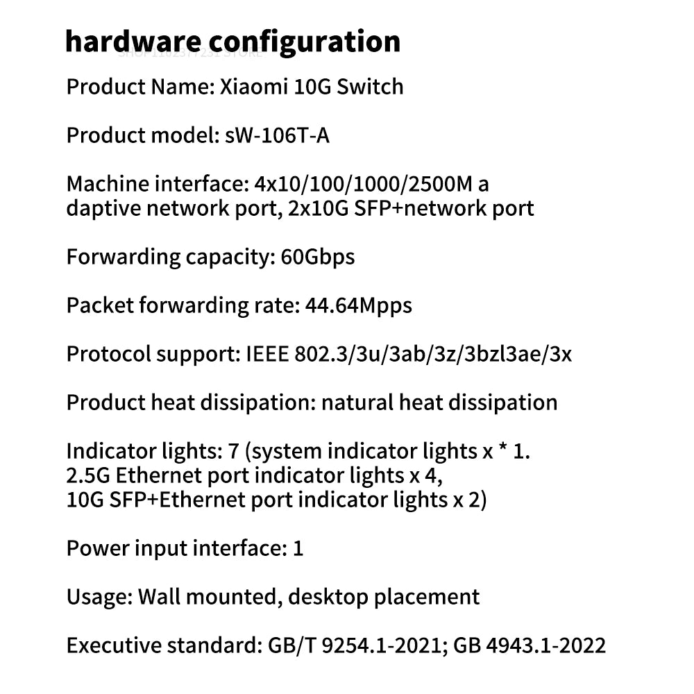 NEW Xiaomi Mi 10G Ethernet Switch 4×2.5G+2×10GMbps Mini Network Switches VLAN Ethernet Splitter Lan Router 6 Ports Hub Switch
