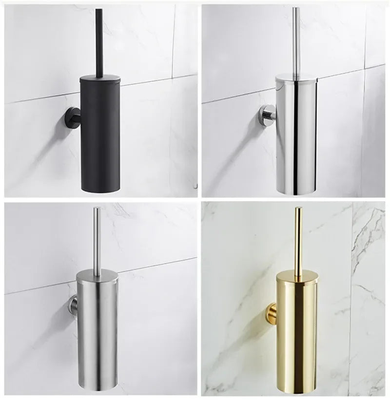 304 Stainless Steel Wall Mounted Bathroom Scrubber, Odor Proof Hanging Toilet Bowl Cleaning Brush with Holder