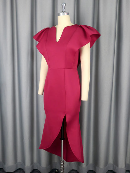 dresses for women's dress V-neck short-sleeved evening dress with ruffled edges summer formal prom elegant party dresses hxy303