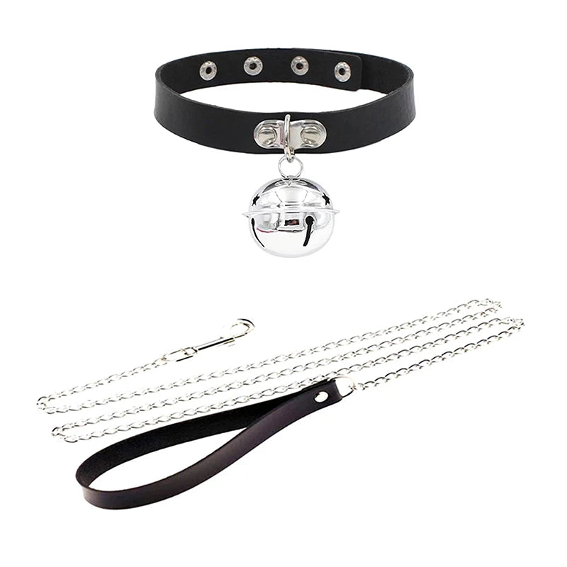 Sexy Leather Heart Necklace Collar Set with Leash for Women BDSM Cosplay Bondage Accessories Couple Role Play Game Props