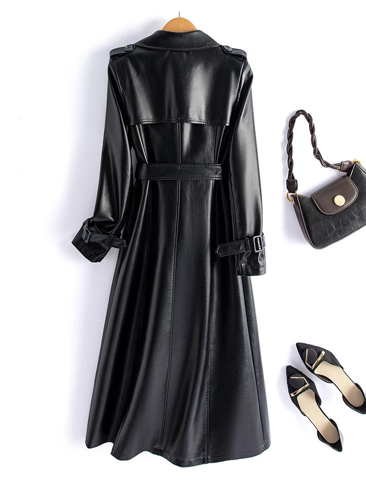 Real Leather Sheepskin Coat Women's Mid-Length Stylish Slimming Autumn Winter New Korean Style Coat Over-Knee Outerwear