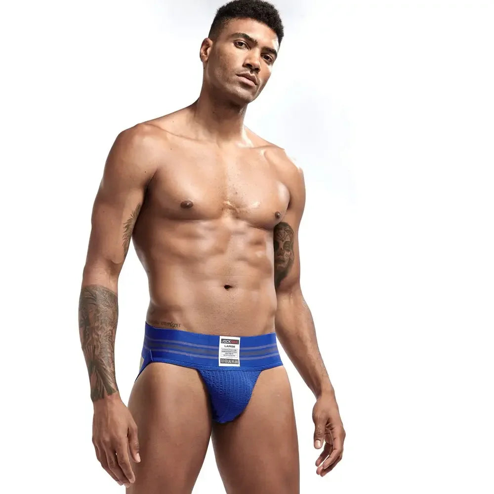 JOCKMAIL Men's Underwear Men Sexy Briefs Jockstrap Pouch Cuecas Man Cotton Panties Thongs Mesh Underpants Gay Slip Homme Srting