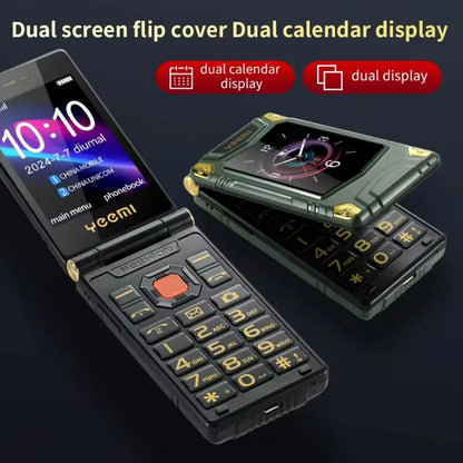 YeeMI M7+ 4G Rugged Feature Phone Big Button Full Band Flip Phone Dual SIM Dual Screen Cellphone For Old Man 6800mAh Big Battery
