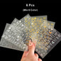6Pcs/Pack Laser Gold Silver 3D Nail Art Stickers Love Heart Letter Image Nail Decoration Ins Style Sticker DIY Foils Accessories