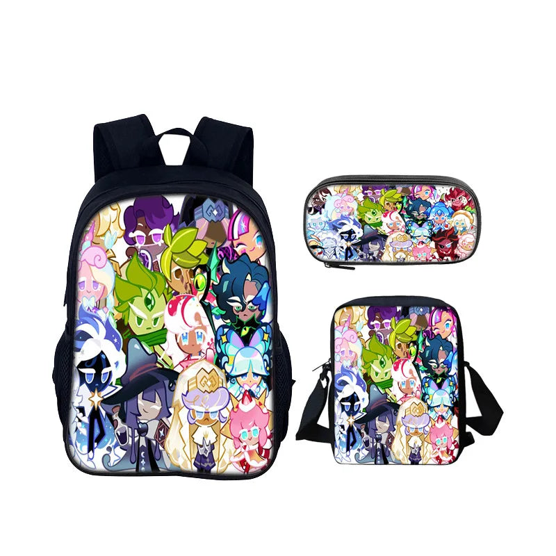 Cartoon Popular Shadow Milk Plush 3D Print 3pcs/Set pupil School Bags Laptop Daypack Backpack Inclined shoulder bag Pencil Case