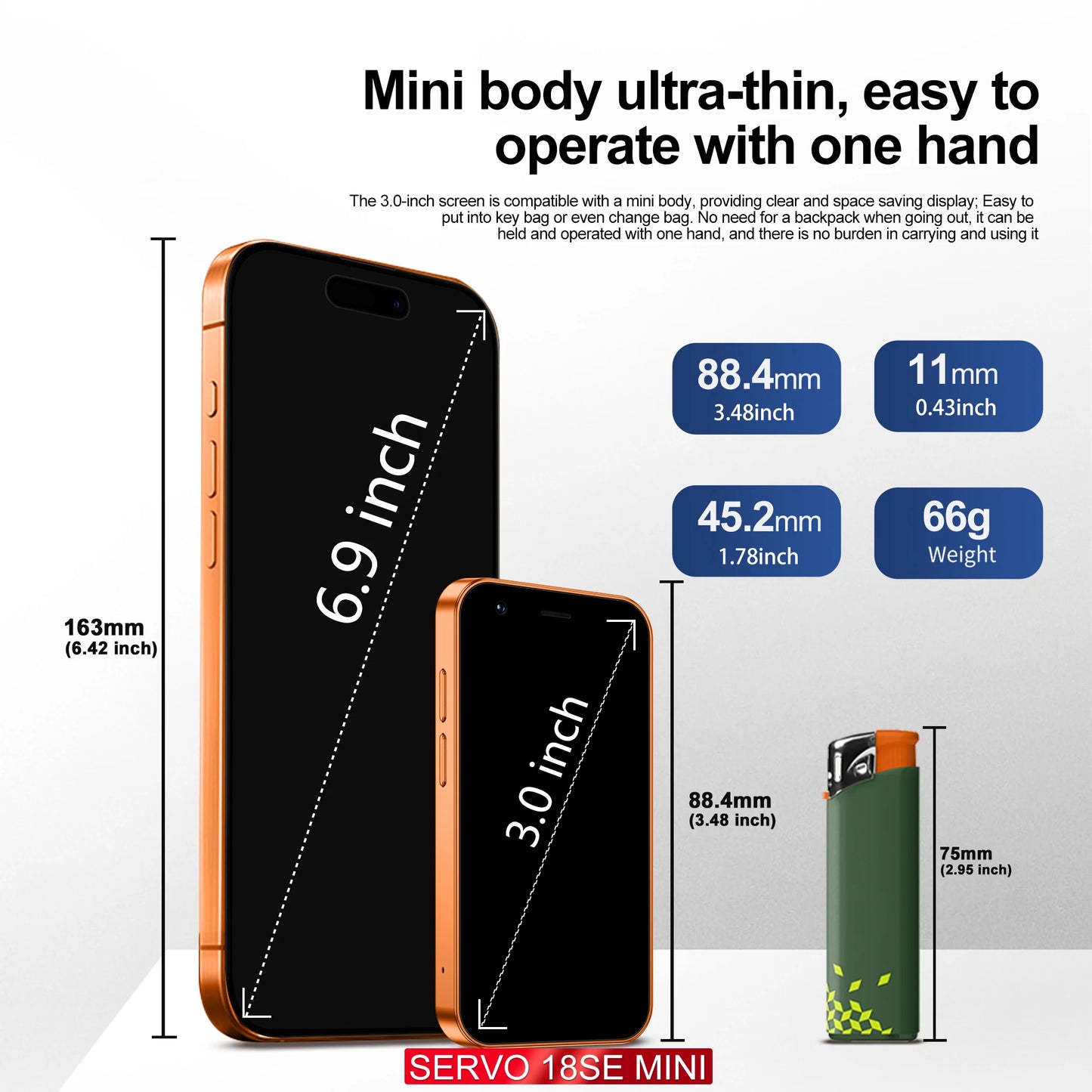 SERVO 18SE MINI Small Android Smartphone 3G WCDMA Dual SIM Card 2GB+16GB Play Store Wi-Fi Face Unlock 3.0 inch Mini Smart Phones