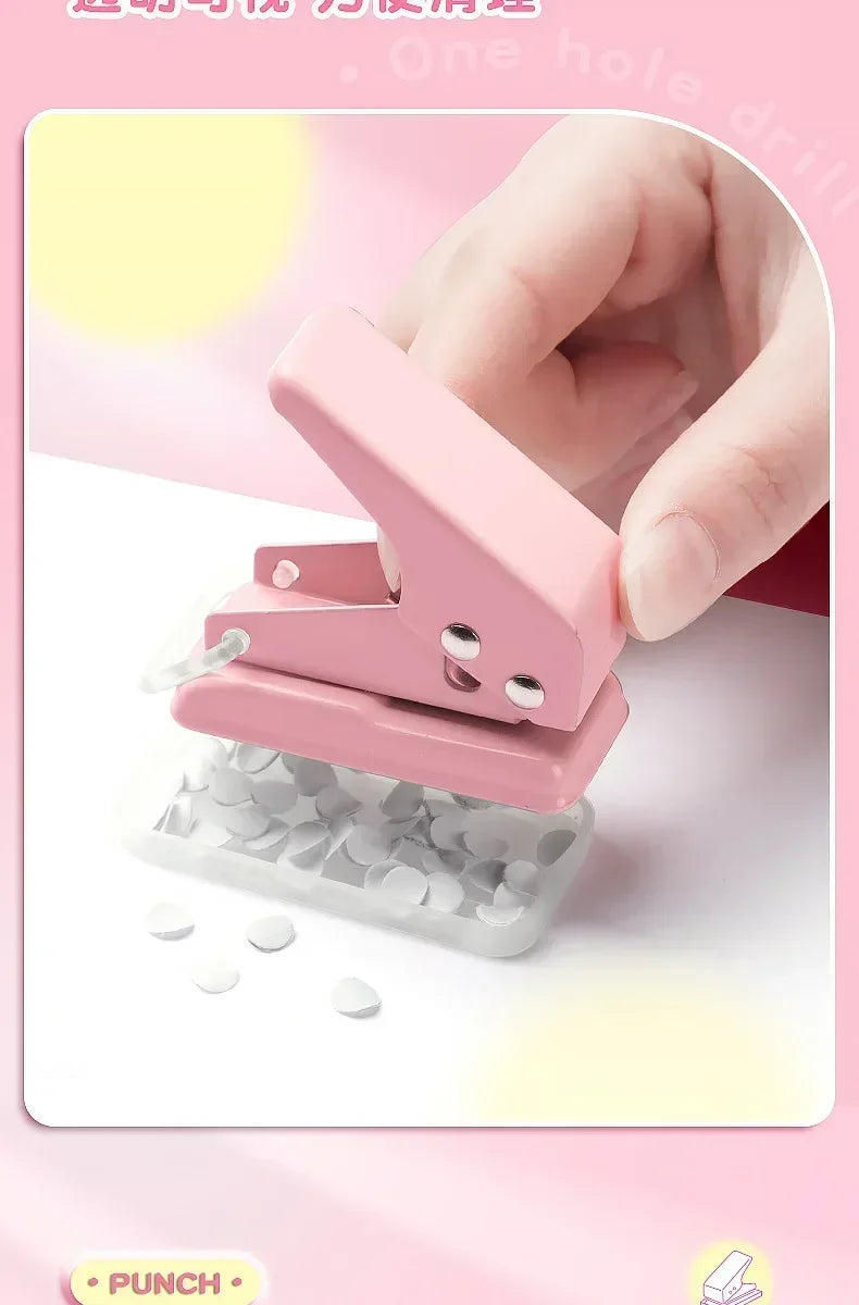 Mini Hole Punch 1 Hole Cute Paper Punch Portable Round Hole Puncher Paper Cutter Kawaii Office School Supplies Stationery Items
