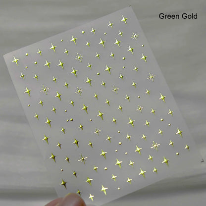 1 piece  5D silver nail stickers metal mini star nail art stickers high quality exquisite decals self-adhesive nail art stickers
