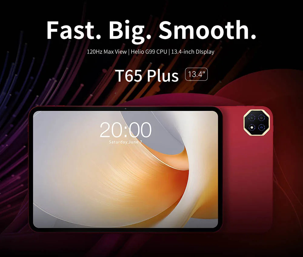 Teclast T65 Plus Tablet 13.4" 120Hz IPS Android 15 20GB RAM(8GB+12GB) 256GB ROM Helio G99 10000mAh 18W Fast Charging GPS T65Plus