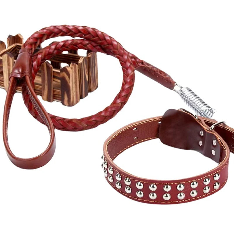 Heavy and Duty Large Dog Leash Genuine Leather Braided Dog Training Leash for Shepherd Medium Large Dogs Pet Supplies