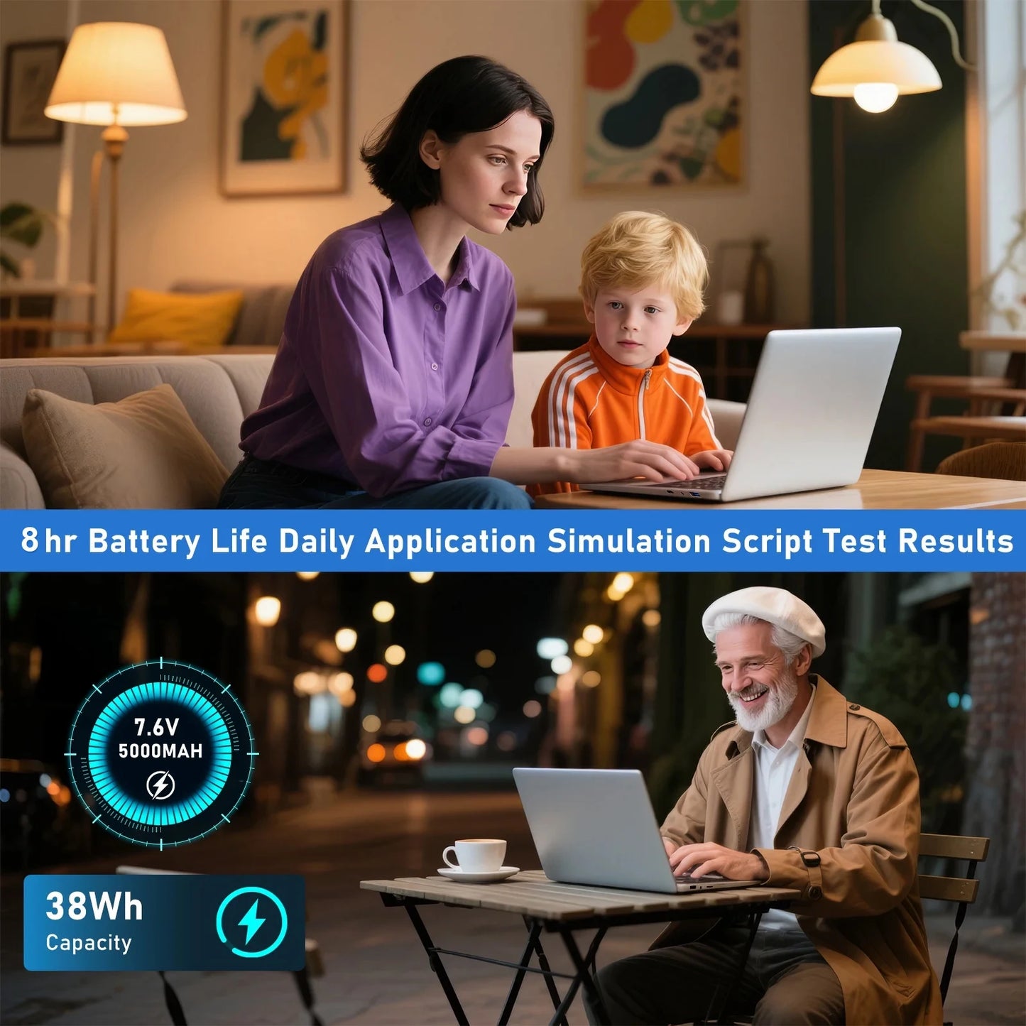 LENO Large-Screen 15.6" Laptop 32GB RAM 2TB SSD Intel 6500Y Office Windows11 Notebook 5000mAh Gamer PC with Backlit Fingerprint