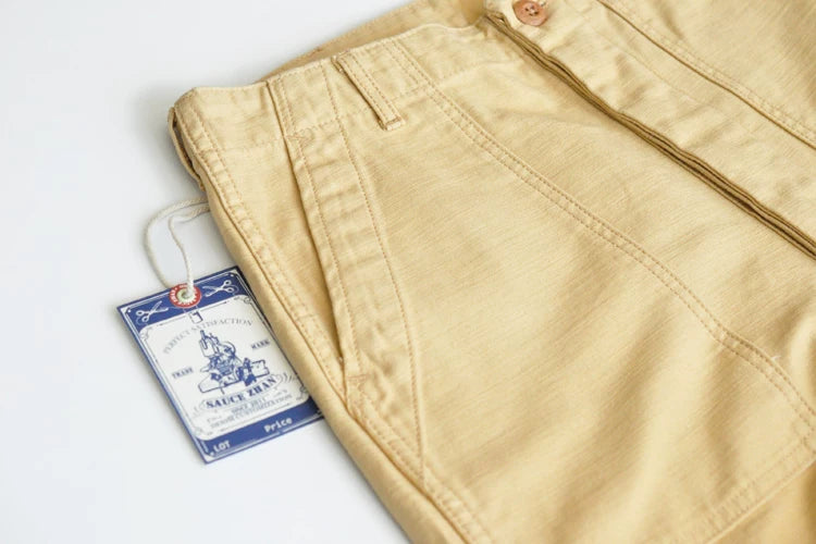 SauceZhan OG107 Utility Fatigue Pants Military PANTS Classic Cargo  Olive  Men's Baker Pants Satin Cotton Straight Fit