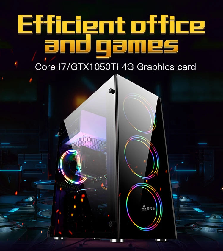 AOTESIER Gaming PC Core I7 CPU With 8G /16G RAM 256G SSD HD4600 ATX/ITX/M-ATX Full View Side Panel Temper Glass Front PC Gamer