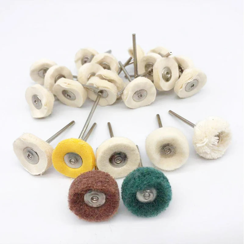 10Pcs/Bag Dental Odontologia Polishing Brush Wheel Rotary Tools 2.35mm HP Shank Wool Goat Cotton Black Buff Dentistry Laborator
