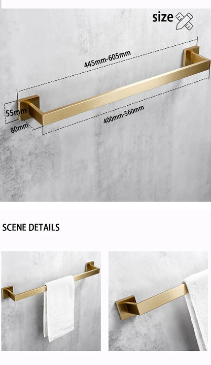 Brushed Gold Bathroom Accessories Set Toilet Brush Holder Toilet Paper Holder Towel Bar Rail Rack Hanger Hook Soap Dish Hardware